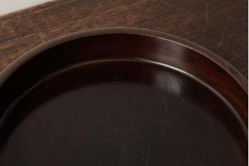 アンティーク雑貨　和製アンティーク　総ケヤキ材　なめらかで味のある丸盆(トレー、お盆)(R-038261)