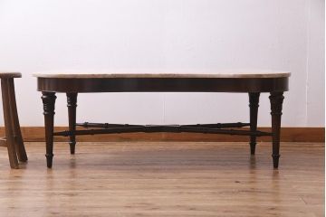 アンティーク家具　フランス　マホガニー材　レア!　個性際立つストーントップテーブル(センターテーブル、リビングテーブル)(R-038262)
