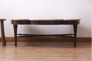 アンティーク家具　フランス　マホガニー材　レア!　個性際立つストーントップテーブル(センターテーブル、リビングテーブル)(R-038262)