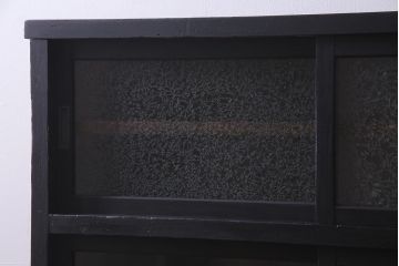 アンティーク家具　和製アンティーク　結霜ガラス入りのノスタルジックなキャビネット(戸棚、収納棚)(R-038266)