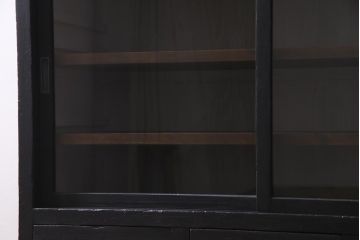 アンティーク家具　和製アンティーク　結霜ガラス入りのノスタルジックなキャビネット(戸棚、収納棚)(R-038266)