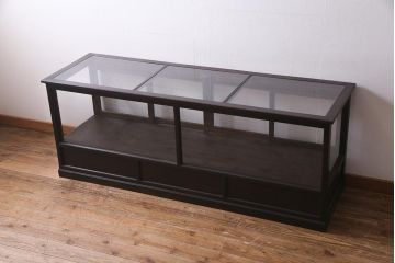 アンティーク家具　和製アンティーク　ナラ材　引き出し付き!大正ロマンの雰囲気漂うガラスケース(ショーケース、陳列棚)(R-038267)