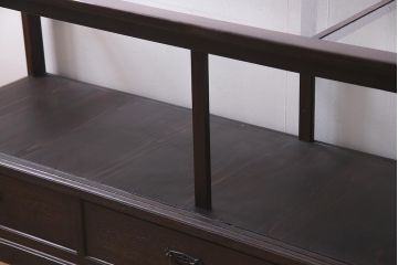 アンティーク家具　和製アンティーク　ナラ材　引き出し付き!大正ロマンの雰囲気漂うガラスケース(ショーケース、陳列棚)(R-038267)