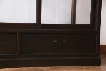 アンティーク家具　和製アンティーク　ナラ材　引き出し付き!大正ロマンの雰囲気漂うガラスケース(ショーケース、陳列棚)(R-038267)