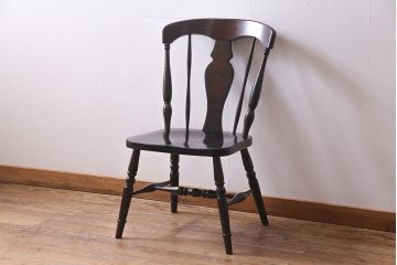 中古　北海道民芸家具　オックスボーチェア　シックな佇まいのダイニングチェア(板座チェア、椅子)(R-038271)