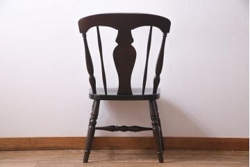 中古　北海道民芸家具　オックスボーチェア　シックな佇まいのダイニングチェア(板座チェア、椅子)(R-038271)