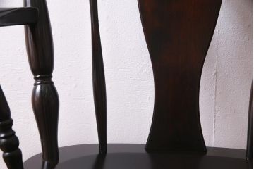 中古　北海道民芸家具　上品な雰囲気漂うアームチェア(ウィンザーチェア、ダイニングチェア、椅子、ウインザーチェア)(R-038274)