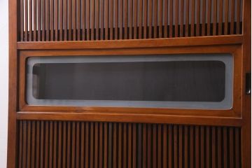 アンティーク建具　和製アンティーク　あたたかな色味が魅力の格子戸2枚セット(引き戸、建具)(R-038277)