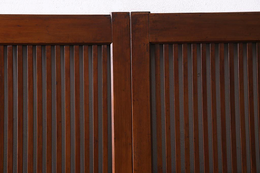 アンティーク建具　和製アンティーク　あたたかな色味が魅力の格子戸2枚セット(引き戸、建具)(R-038277)