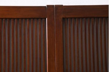 アンティーク建具　和製アンティーク　あたたかな色味が魅力の格子戸2枚セット(引き戸、建具)(R-038277)
