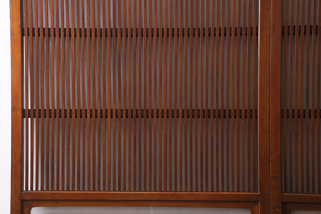 アンティーク建具　和製アンティーク　あたたかな色味が魅力の格子戸2枚セット(引き戸、建具)(R-038277)