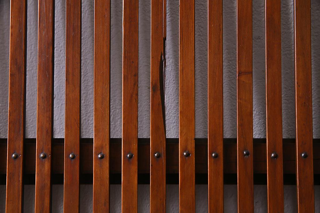 アンティーク建具　和製アンティーク　あたたかな色味が魅力の格子戸2枚セット(引き戸、建具)(R-038277)