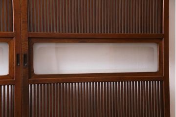 アンティーク建具　和製アンティーク　あたたかな色味が魅力の格子戸2枚セット(引き戸、建具)(R-038277)