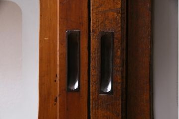 アンティーク建具　和製アンティーク　あたたかな色味が魅力の格子戸2枚セット(引き戸、建具)(R-038277)