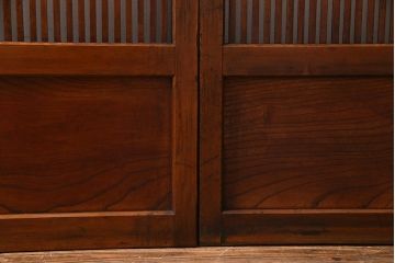 アンティーク建具　和製アンティーク　あたたかな色味が魅力の格子戸2枚セット(引き戸、建具)(R-038277)