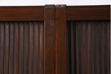 アンティーク建具　和製アンティーク　あたたかな色味が魅力の格子戸2枚セット(引き戸、建具)(R-038277)