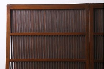 アンティーク建具　和製アンティーク　あたたかな色味が魅力の格子戸2枚セット(引き戸、建具)(R-038277)