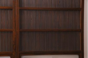 アンティーク建具　和製アンティーク　あたたかな色味が魅力の格子戸2枚セット(引き戸、建具)(R-038277)