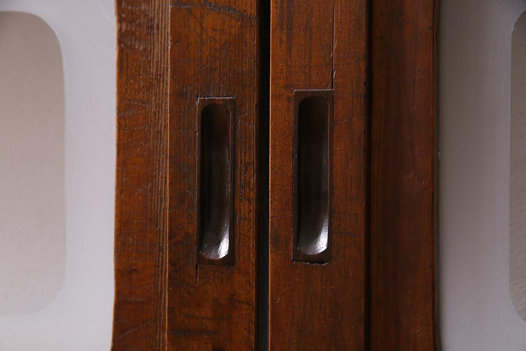 アンティーク建具　和製アンティーク　あたたかな色味が魅力の格子戸2枚セット(引き戸、建具)(R-038277)