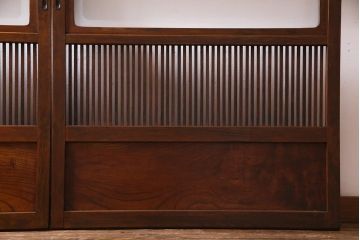 アンティーク建具　和製アンティーク　あたたかな色味が魅力の格子戸2枚セット(引き戸、建具)(R-038277)