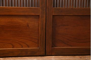 アンティーク建具　和製アンティーク　あたたかな色味が魅力の格子戸2枚セット(引き戸、建具)(R-038277)