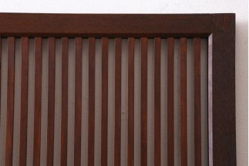 アンティーク建具　和製アンティーク　昭和中期　モールガラス入り　味わい深い木味が魅力の格子戸2枚セット(引き戸、建具)(R-038278)