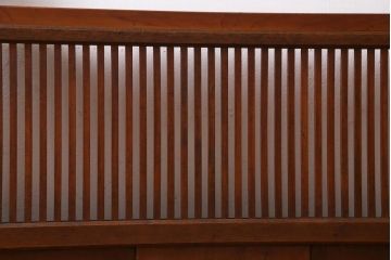 アンティーク建具　和製アンティーク　昭和中期　モールガラス入り　味わい深い木味が魅力の格子戸2枚セット(引き戸、建具)(R-038278)