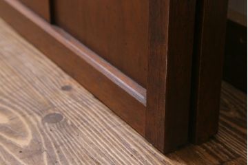 アンティーク建具　和製アンティーク　昭和中期　モールガラス入り　味わい深い木味が魅力の格子戸2枚セット(引き戸、建具)(R-038278)