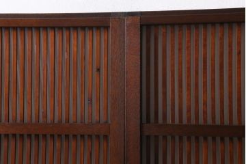 アンティーク建具　和製アンティーク　昭和中期　モールガラス入り　味わい深い木味が魅力の格子戸2枚セット(引き戸、建具)(R-038278)