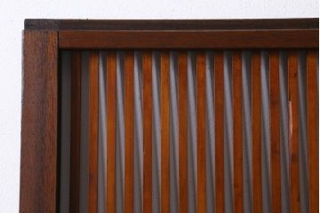 アンティーク建具　和製アンティーク　昭和中期　モールガラス入り　味わい深い木味が魅力の格子戸2枚セット(引き戸、建具)(R-038278)
