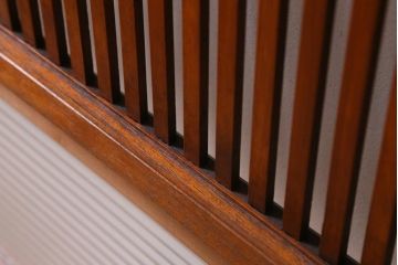 アンティーク建具　和製アンティーク　昭和中期　モールガラス入り　味わい深い木味が魅力の格子戸2枚セット(引き戸、建具)(R-038278)