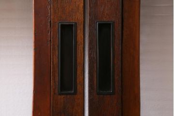 アンティーク建具　和製アンティーク　昭和中期　モールガラス入り　味わい深い木味が魅力の格子戸2枚セット(引き戸、建具)(R-038278)