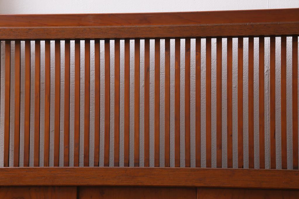 アンティーク建具　和製アンティーク　昭和中期　モールガラス入り　味わい深い木味が魅力の格子戸2枚セット(引き戸、建具)(R-038278)