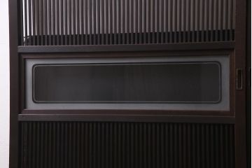 アンティーク建具　和製アンティーク　帯ガラス入り　レトロシックな格子戸2枚セット(引き戸、建具)(R-038279)