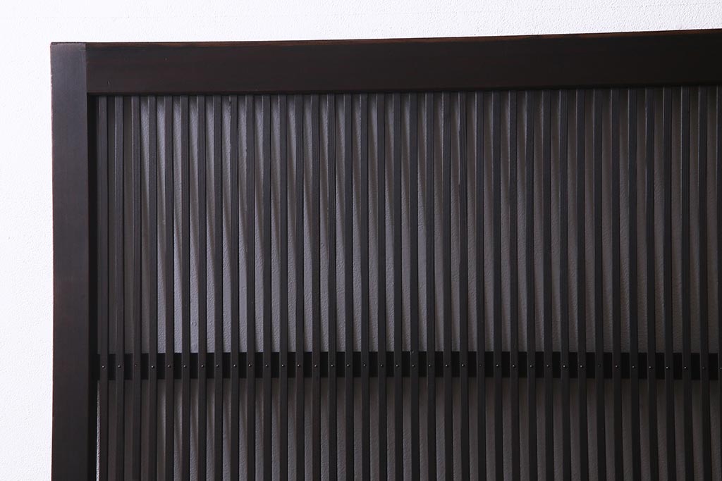 アンティーク建具　和製アンティーク　帯ガラス入り　レトロシックな格子戸2枚セット(引き戸、建具)(R-038279)