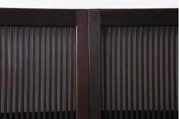 アンティーク建具　和製アンティーク　帯ガラス入り　レトロシックな格子戸2枚セット(引き戸、建具)(R-038279)