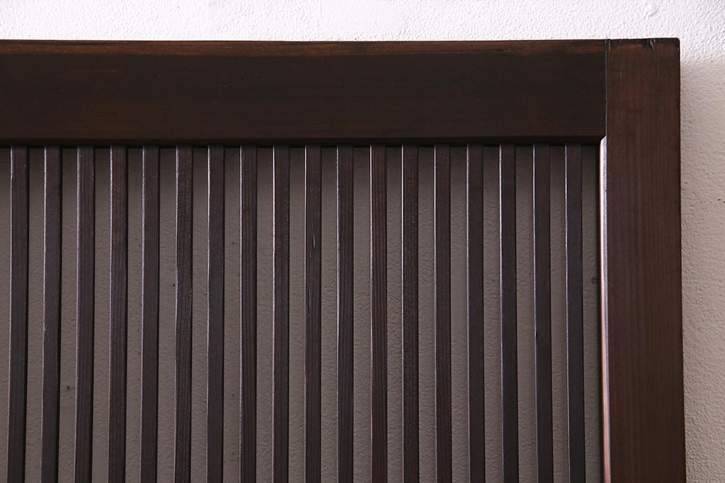 アンティーク建具　和製アンティーク　帯ガラス入り　レトロシックな格子戸2枚セット(引き戸、建具)(R-038279)