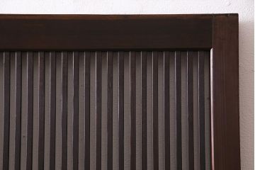 アンティーク建具　和製アンティーク　帯ガラス入り　レトロシックな格子戸2枚セット(引き戸、建具)(R-038279)