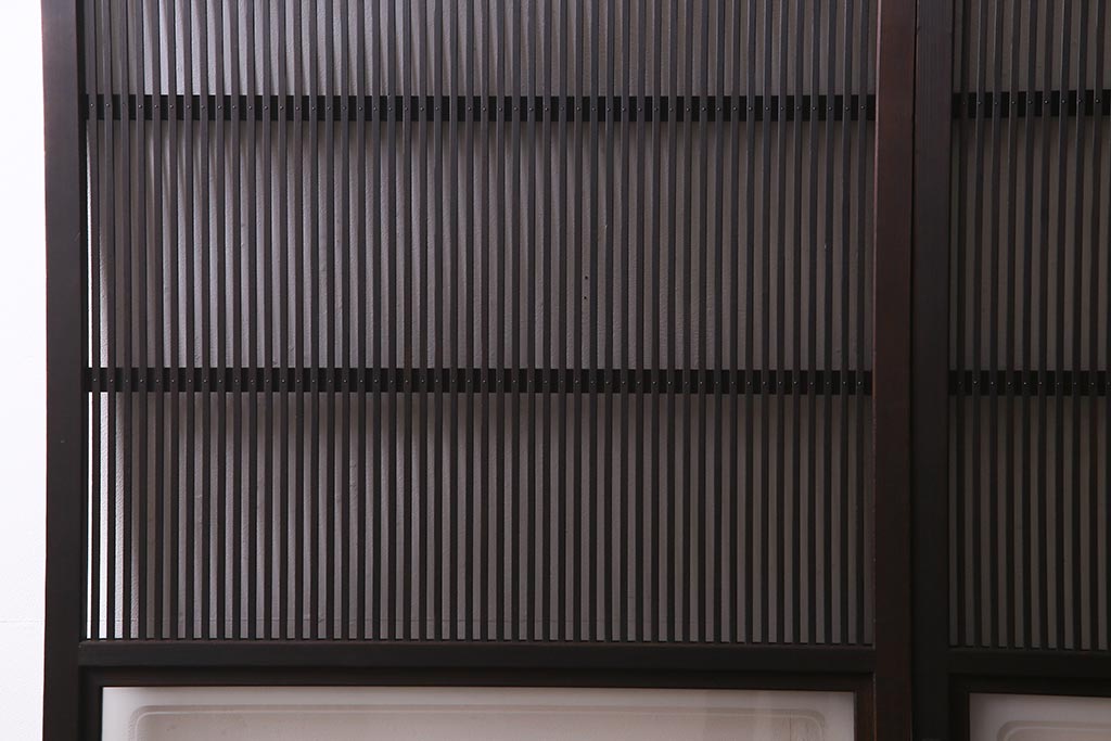 アンティーク建具　和製アンティーク　帯ガラス入り　レトロシックな格子戸2枚セット(引き戸、建具)(R-038279)