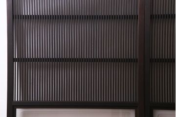 アンティーク建具　和製アンティーク　帯ガラス入り　レトロシックな格子戸2枚セット(引き戸、建具)(R-038279)