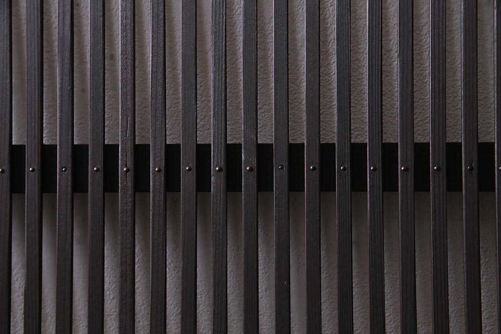 アンティーク建具　和製アンティーク　帯ガラス入り　レトロシックな格子戸2枚セット(引き戸、建具)(R-038279)