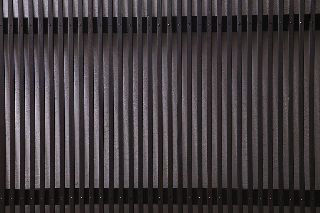 アンティーク建具　和製アンティーク　帯ガラス入り　レトロシックな格子戸2枚セット(引き戸、建具)(R-038279)