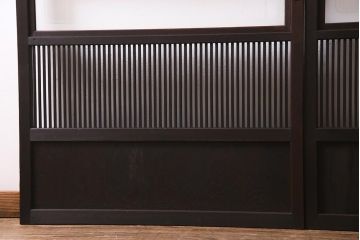 アンティーク建具　和製アンティーク　帯ガラス入り　レトロシックな格子戸2枚セット(引き戸、建具)(R-038279)