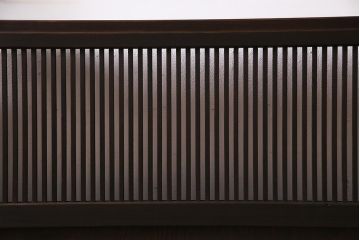 アンティーク建具　和製アンティーク　帯ガラス入り　レトロシックな格子戸2枚セット(引き戸、建具)(R-038279)