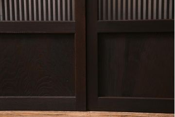 アンティーク建具　和製アンティーク　帯ガラス入り　レトロシックな格子戸2枚セット(引き戸、建具)(R-038279)