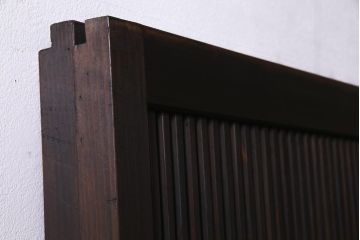 アンティーク建具　和製アンティーク　帯ガラス入り　レトロシックな格子戸2枚セット(引き戸、建具)(R-038279)