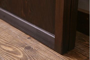 アンティーク建具　和製アンティーク　帯ガラス入り　レトロシックな格子戸2枚セット(引き戸、建具)(R-038279)