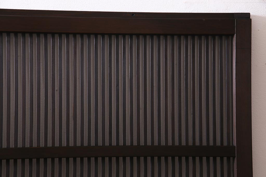 アンティーク建具　和製アンティーク　帯ガラス入り　レトロシックな格子戸2枚セット(引き戸、建具)(R-038279)