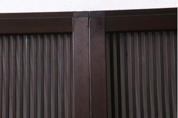 アンティーク建具　和製アンティーク　帯ガラス入り　レトロシックな格子戸2枚セット(引き戸、建具)(R-038279)