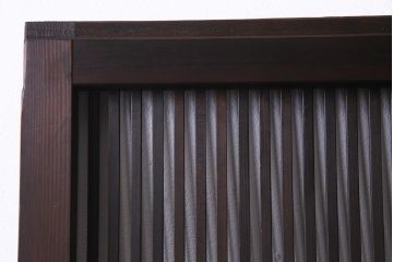 アンティーク建具　和製アンティーク　帯ガラス入り　レトロシックな格子戸2枚セット(引き戸、建具)(R-038279)